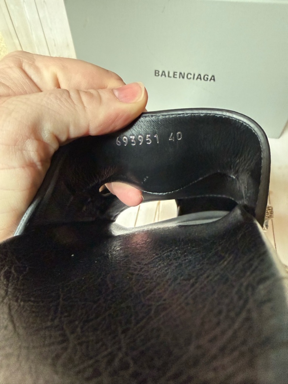 Balenciaga Agneau Arena Cagole Leather Slide Sandals Black Sz 40 / 7 - Picture 11 of 12